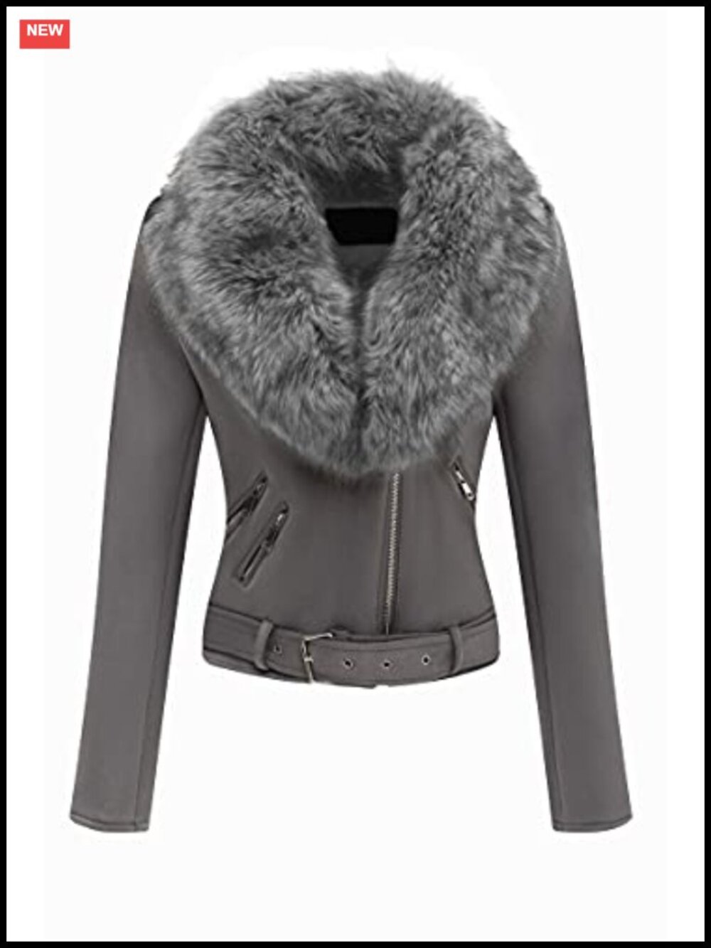 Faux Suede Moto Biker Jacket Sherpa-Lined Coat
